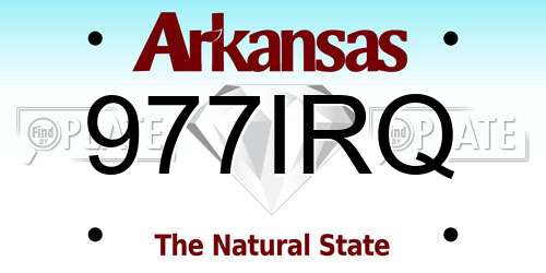 977IRQ Arkansas License Plate