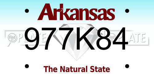 977K84 Arkansas License Plate