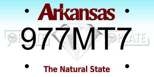 977MT7 Arkansas License Plate