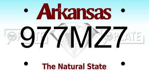 977MZ7 Arkansas License Plate