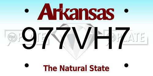 977VH7 Arkansas License Plate