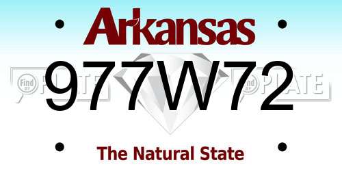 977W72 Arkansas License Plate