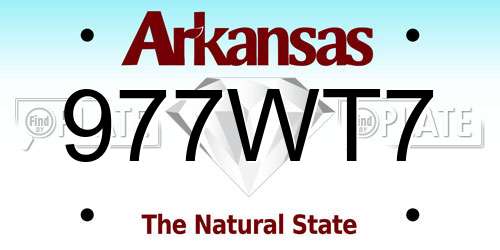 977WT7 Arkansas License Plate