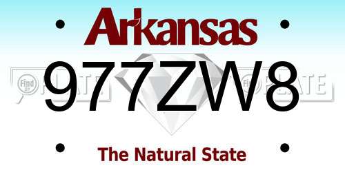 977ZW8 Arkansas License Plate