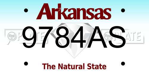 9784AS Arkansas License Plate