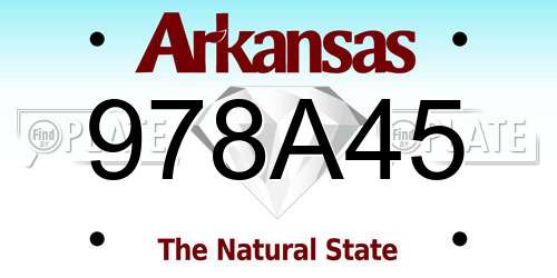 978A45 Arkansas License Plate