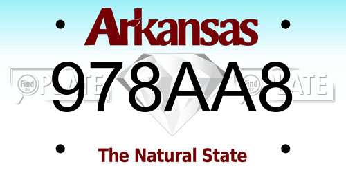 978AA8 Arkansas License Plate