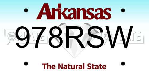 978RSW Arkansas License Plate