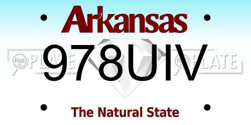 978UIV Arkansas License Plate