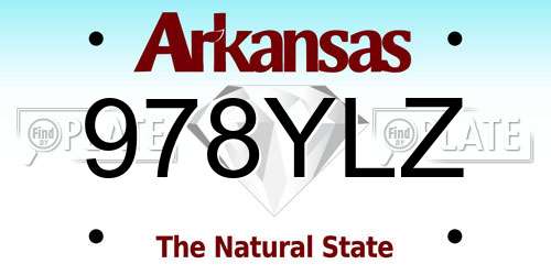 978YLZ Arkansas License Plate