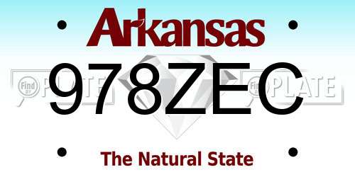 978ZEC Arkansas License Plate