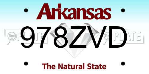 978ZVD Arkansas License Plate