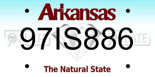 97IS886 Arkansas License Plate