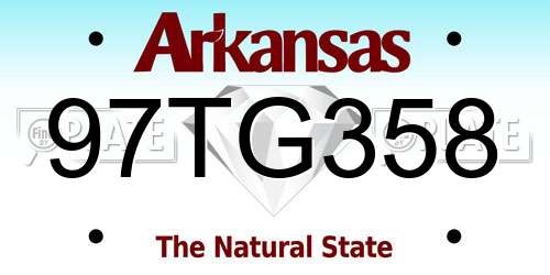 97TG358 Arkansas License Plate