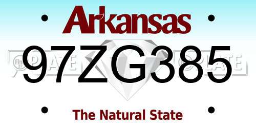 97ZG385 Arkansas License Plate