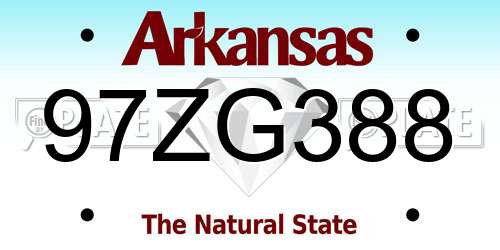 97ZG388 Arkansas License Plate