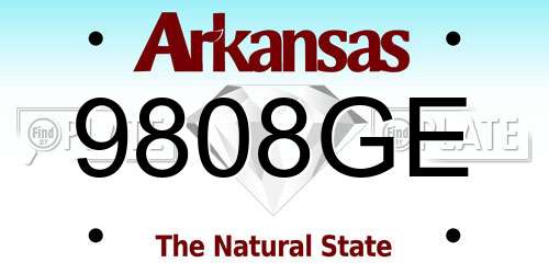 9808GE Arkansas License Plate