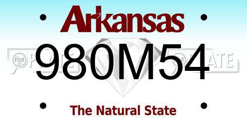 980M54 Arkansas License Plate