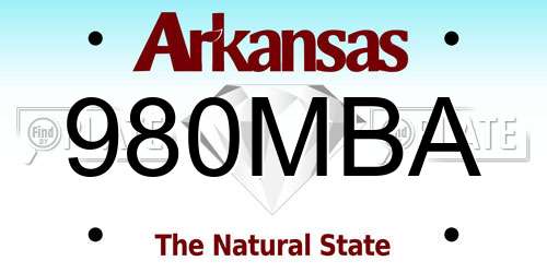 980MBA Arkansas License Plate
