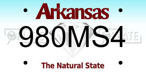 980MS4 Arkansas License Plate