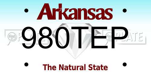 980TEP Arkansas License Plate
