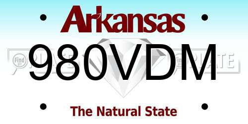 980VDM Arkansas License Plate