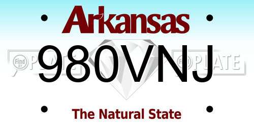 980VNJ Arkansas License Plate