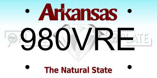 980VRE Arkansas License Plate