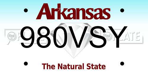 980VSY Arkansas License Plate