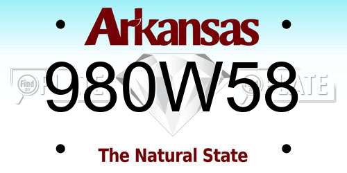 980W58 Arkansas License Plate