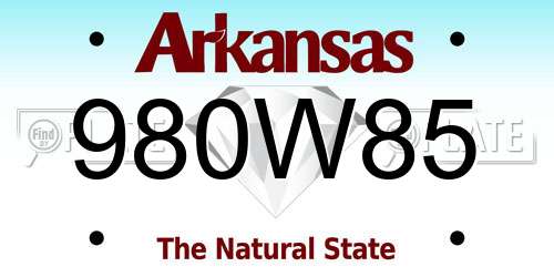 980W85 Arkansas License Plate