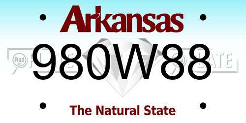 980W88 Arkansas License Plate