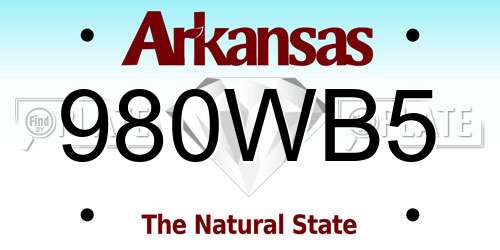 980WB5 Arkansas License Plate