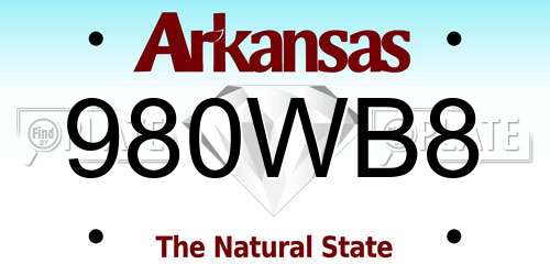 980WB8 Arkansas License Plate