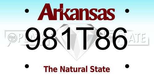981T86 Arkansas License Plate
