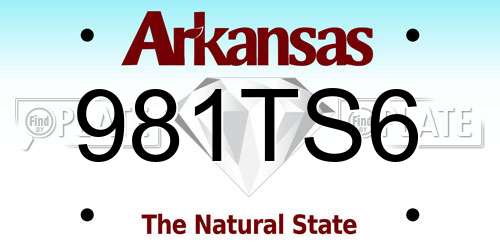 981TS6 Arkansas License Plate