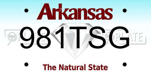 981TSG Arkansas License Plate