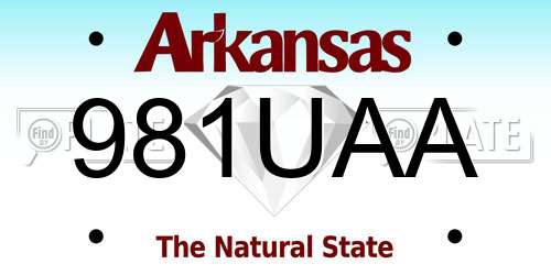 981UAA Arkansas License Plate