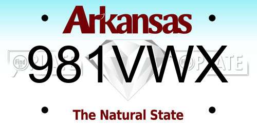 981VWX Arkansas License Plate