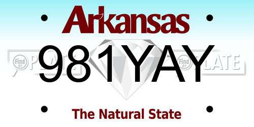 981YAY Arkansas License Plate