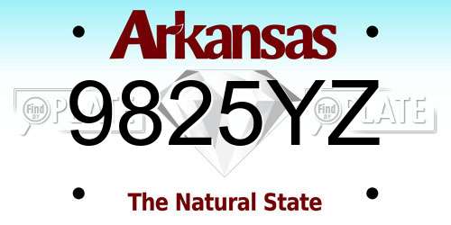 9825YZ Arkansas License Plate