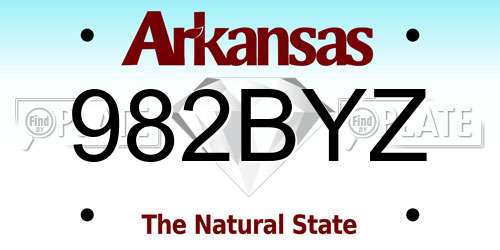 982BYZ Arkansas License Plate