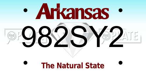 982SY2 Arkansas License Plate