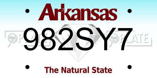 982SY7 Arkansas License Plate