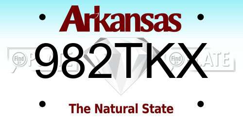 982TKX Arkansas License Plate