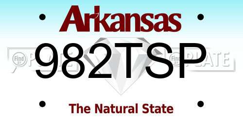 982TSP Arkansas License Plate