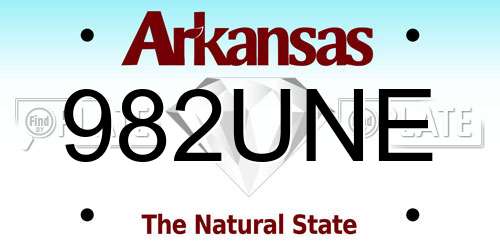 982UNE Arkansas License Plate