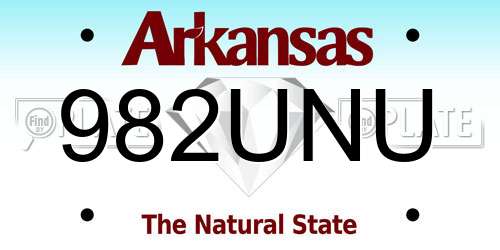 982UNU Arkansas License Plate