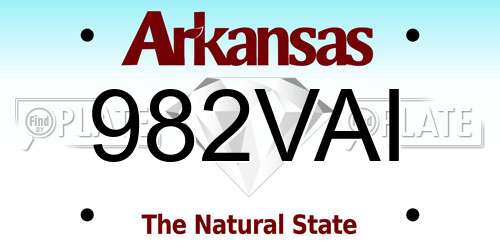982VAI Arkansas License Plate