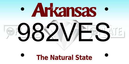 982VES Arkansas License Plate